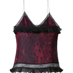 Pinko Tops-- Spotted Animal Print Short Top - Black/Pink - Top - Made in Italy - Luxury Exclusive Collection - Avvenice
