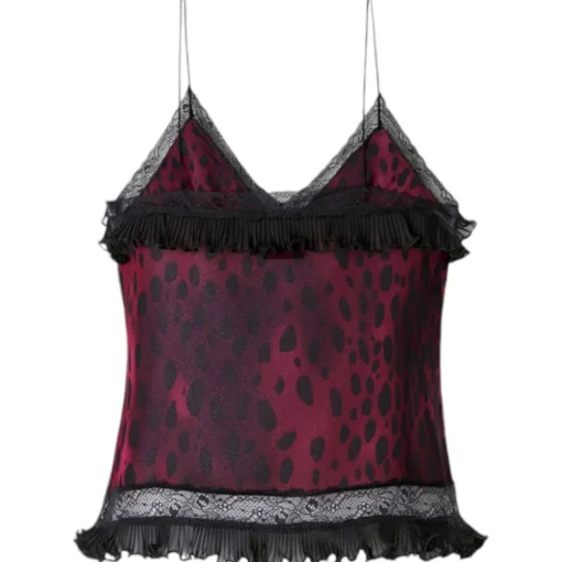 Pinko Tops-- Spotted Animal Print Short Top - Black/Pink - Top - Made in Italy - Luxury Exclusive Collection - Avvenice