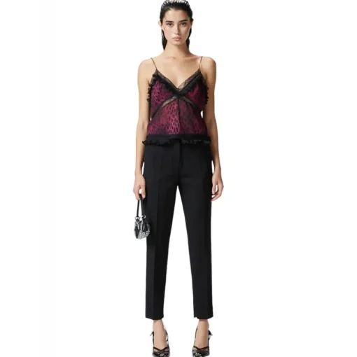Pinko Tops-- Spotted Animal Print Short Top - Black/Pink - Top - Made in Italy - Luxury Exclusive Collection - Avvenice