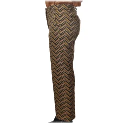 Pinko Trousers-- Straight Trousers Ghibli3 in Geometric Pattern - Yellow/Pink - Trousers - Made in Italy - Luxury Exclusive Collection - Avvenice