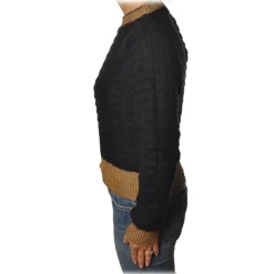 Pinko Knitwears-- Sweater Asciutto in Squared Wool - Black/Beige - Sweater - Made in Italy - Luxury Exclusive Collection - Avvenice