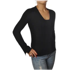 Pinko Knitwears-- Sweater Ecco V-neck in Wool - Black - Sweater - Made in Italy - Luxury Exclusive Collection - Avvenice