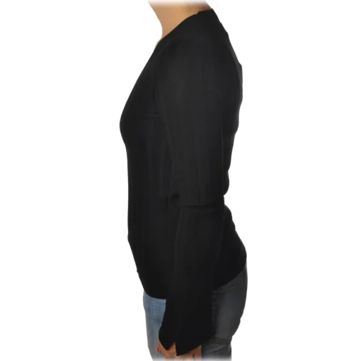 Pinko Knitwears-- Sweater Ecco V-neck in Wool - Black - Sweater - Made in Italy - Luxury Exclusive Collection - Avvenice