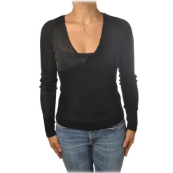 Pinko Knitwears-- Sweater Eritrea V-neck with Long Sleeve - Black - Sweater - Made in Italy - Luxury Exclusive Collection - Avvenice