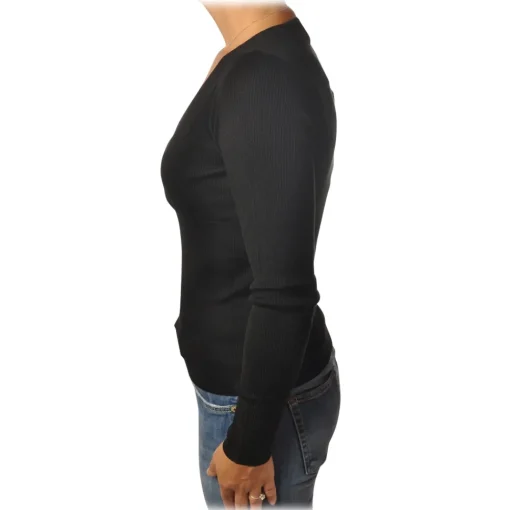 Pinko Knitwears-- Sweater Eritrea V-neck with Long Sleeve - Black - Sweater - Made in Italy - Luxury Exclusive Collection - Avvenice