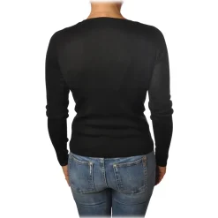 Pinko Knitwears-- Sweater Eritrea V-neck with Long Sleeve - Black - Sweater - Made in Italy - Luxury Exclusive Collection - Avvenice