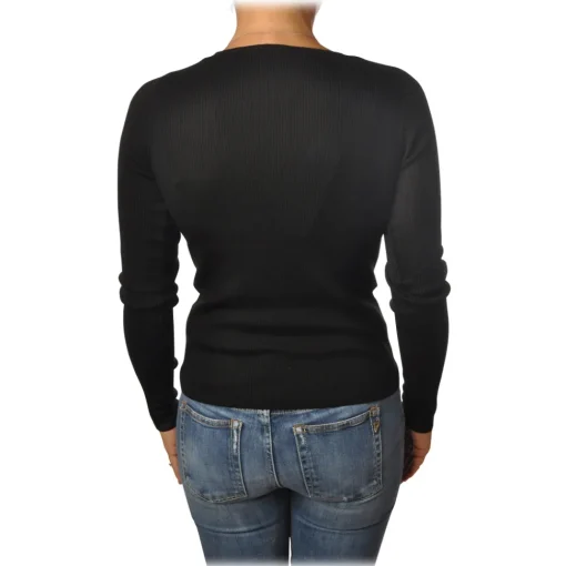 Pinko Knitwears-- Sweater Eritrea V-neck with Long Sleeve - Black - Sweater - Made in Italy - Luxury Exclusive Collection - Avvenice