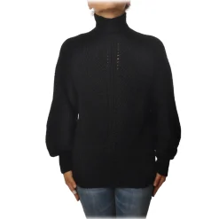 Pinko Knitwears-- Sweater MegaMix High Neck Oversized Fit - Black - Sweater - Made in Italy - Luxury Exclusive Collection - Avvenice