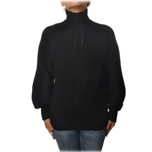 Pinko Knitwears-- Sweater MegaMix High Neck Oversized Fit - Black - Sweater - Made in Italy - Luxury Exclusive Collection - Avvenice