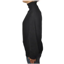 Pinko Knitwears-- Sweater MegaMix High Neck Oversized Fit - Black - Sweater - Made in Italy - Luxury Exclusive Collection - Avvenice