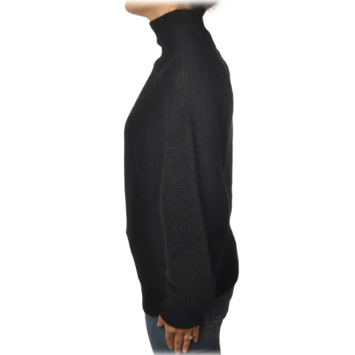 Pinko Knitwears-- Sweater MegaMix High Neck Oversized Fit - Black - Sweater - Made in Italy - Luxury Exclusive Collection - Avvenice