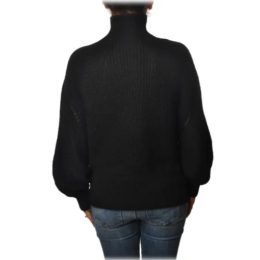 Pinko Knitwears-- Sweater MegaMix High Neck Oversized Fit - Black - Sweater - Made in Italy - Luxury Exclusive Collection - Avvenice