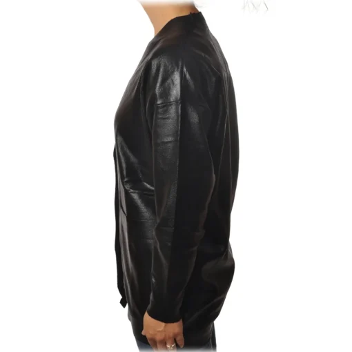 Pinko Knitwears-- Sweater Sebbene Oversized in Glossy Coated Effect - Black - Sweater - Made in Italy - Luxury Exclusive Collection - Avvenice