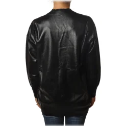 Pinko Knitwears-- Sweater Sebbene Oversized in Glossy Coated Effect - Black - Sweater - Made in Italy - Luxury Exclusive Collection - Avvenice