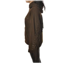 Pinko Sweatshirts-- Sweatshirt Tango with Fringe on the Back - Brown - Sweatshirt - Made in Italy - Luxury Exclusive Collection - Avvenice