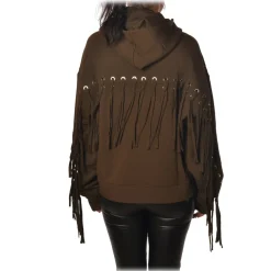 Pinko Sweatshirts-- Sweatshirt Tango with Fringe on the Back - Brown - Sweatshirt - Made in Italy - Luxury Exclusive Collection - Avvenice