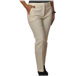 Pinko Trousers-- Trousers Bello88 Cigarette Model Middle Waist - White - Trousers - Made in Italy - Luxury Exclusive Collection - Avvenice