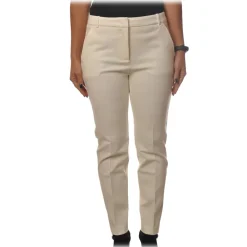 Pinko Trousers-- Trousers Bello88 Cigarette Model Middle Waist - White - Trousers - Made in Italy - Luxury Exclusive Collection - Avvenice