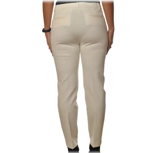 Pinko Trousers-- Trousers Bello88 Cigarette Model Middle Waist - White - Trousers - Made in Italy - Luxury Exclusive Collection - Avvenice
