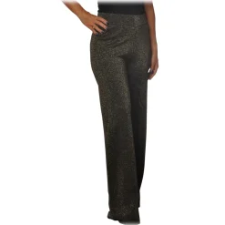 Pinko Trousers-- Trousers Canada Wide Leg in Lurex Knit - Grey - Trousers - Made in Italy - Luxury Exclusive Collection - Avvenice