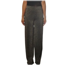 Pinko Trousers-- Trousers Canada Wide Leg in Lurex Knit - Grey - Trousers - Made in Italy - Luxury Exclusive Collection - Avvenice