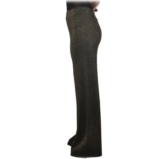Pinko Trousers-- Trousers Canada Wide Leg in Lurex Knit - Grey - Trousers - Made in Italy - Luxury Exclusive Collection - Avvenice