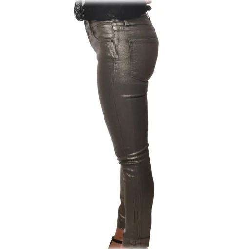Pinko Trousers-- Trousers Sabrina9 Slim Fit in Pleated Canvas - Silver - Trousers - Made in Italy - Luxury Exclusive Collection - Avvenice