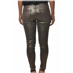 Pinko Trousers-- Trousers Sabrina9 Slim Fit in Pleated Canvas - Silver - Trousers - Made in Italy - Luxury Exclusive Collection - Avvenice