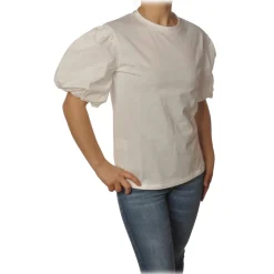 Pinko T-shirt-- T-shirt Bettyboop Round-neck with Balloon Sleeve - White - T-shirt - Made in Italy - Luxury Exclusive Collection - Avvenice