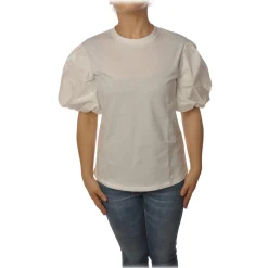 Pinko T-shirt-- T-shirt Bettyboop Round-neck with Balloon Sleeve - White - T-shirt - Made in Italy - Luxury Exclusive Collection - Avvenice