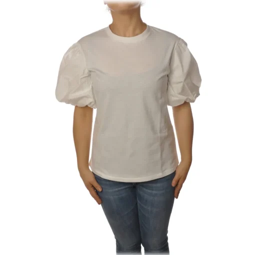 Pinko T-shirt-- T-shirt Bettyboop Round-neck with Balloon Sleeve - White - T-shirt - Made in Italy - Luxury Exclusive Collection - Avvenice