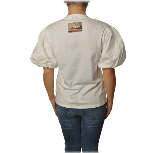 Pinko T-shirt-- T-shirt Bettyboop Round-neck with Balloon Sleeve - White - T-shirt - Made in Italy - Luxury Exclusive Collection - Avvenice