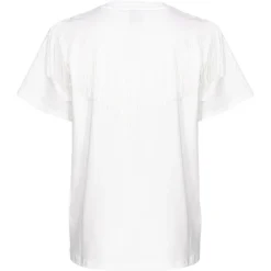 Pinko T-shirt-- T-Shirt with Thin Fringes Detail - White - T-shirt - Made in Italy - Luxury Exclusive Collection - Avvenice