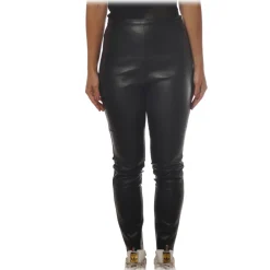 Pinko Trousers-- Union Leggings with Lambskin Insert - Black - Trousers - Made in Italy - Luxury Exclusive Collection - Avvenice
