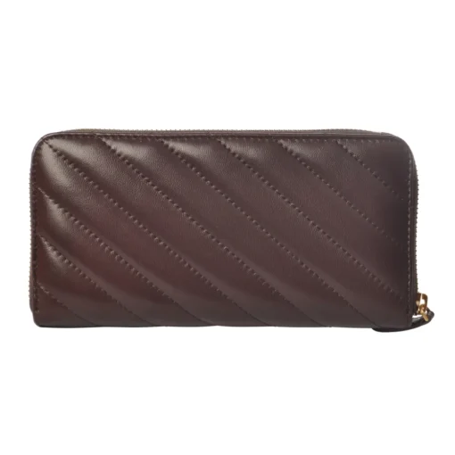 Pinko Wallets-- Wallet Ryder v Quilt in Leather with Logo - Bordeaux - Bag - Made in Italy - Luxury Exclusive Collection - Avvenice