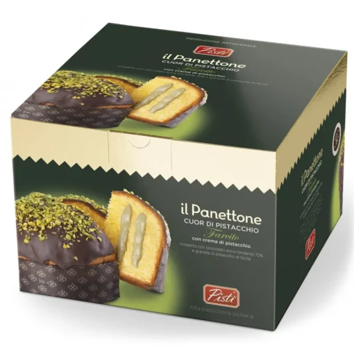 Pist\u00ec Sweets-Pistì - Artisan Panettone Heart of Pistachio with Pistachio Cream and Extra Dark Chocolate - Panettone in Gift Box - Avvenice