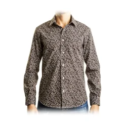 Poggianti 1958 Shirts-Poggianti 1985 - Autumn Fantasy Shirt with Italian Collar - Handmade in Italy - New Luxury Exclusive Collection - Avvenice