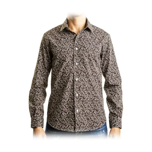 Poggianti 1958 Shirts-Poggianti 1985 - Autumn Fantasy Shirt with Italian Collar - Handmade in Italy - New Luxury Exclusive Collection - Avvenice