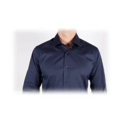 Poggianti 1958 Shirts-Poggianti 1985 - Blue Poplin Shirt Italian Collar - Handmade in Italy - New Luxury Exclusive Collection - Avvenice