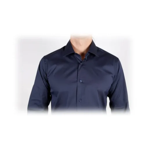 Poggianti 1958 Shirts-Poggianti 1985 - Blue Poplin Shirt Italian Collar - Handmade in Italy - New Luxury Exclusive Collection - Avvenice