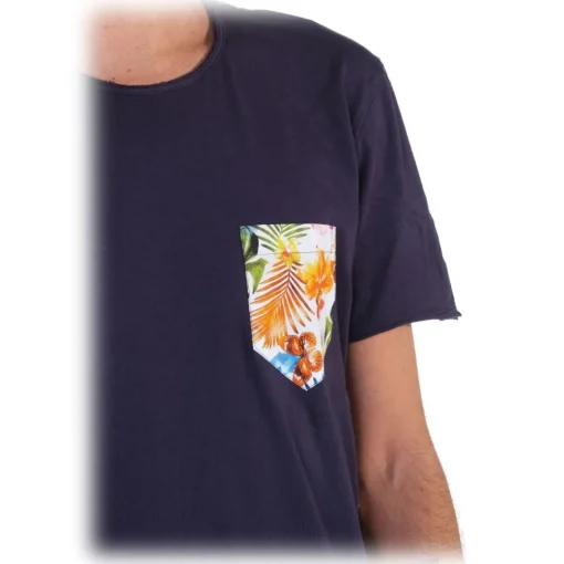 Poggianti 1958 T-shirt-Poggianti 1985 - Cotton T-Shirt 853-01 Blue - Handmade in Italy - New Luxury Exclusive Collection - Avvenice