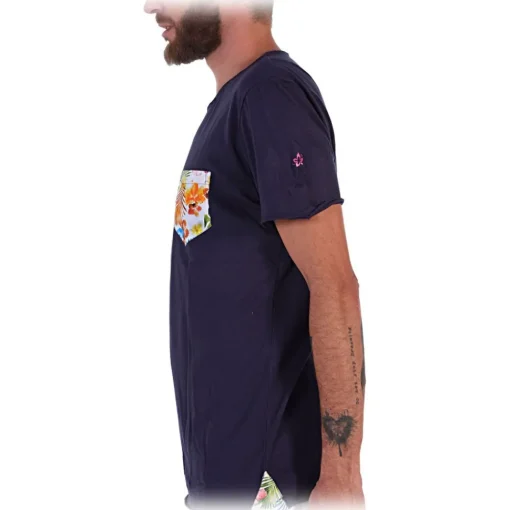 Poggianti 1958 T-shirt-Poggianti 1985 - Cotton T-Shirt 853-01 Blue - Handmade in Italy - New Luxury Exclusive Collection - Avvenice