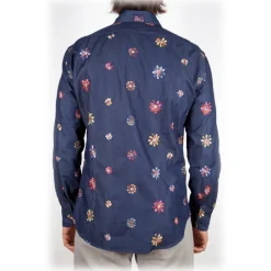 Poggianti 1958 Shirts-Poggianti 1985 - Denim Shirt with Embroidery - Handmade in Italy - New Luxury Exclusive Collection - Avvenice