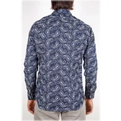 Poggianti 1958 Shirts-Poggianti 1985 - Denim Shirt with Embroidery - Handmade in Italy - New Luxury Exclusive Collection - Avvenice