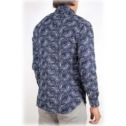 Poggianti 1958 Shirts-Poggianti 1985 - Denim Shirt with Embroidery - Handmade in Italy - New Luxury Exclusive Collection - Avvenice