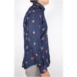 Poggianti 1958 Shirts-Poggianti 1985 - Denim Shirt with Embroidery - Handmade in Italy - New Luxury Exclusive Collection - Avvenice