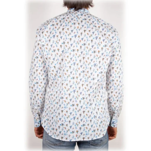 Poggianti 1958 Shirts-Poggianti 1985 - Fantasy Shirt Korean Collar - Handmade in Italy - New Luxury Exclusive Collection - Avvenice