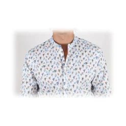 Poggianti 1958 Shirts-Poggianti 1985 - Fantasy Shirt Korean Collar - Handmade in Italy - New Luxury Exclusive Collection - Avvenice