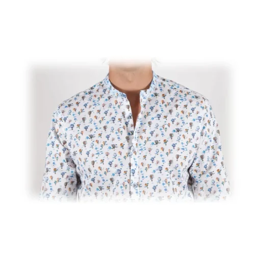 Poggianti 1958 Shirts-Poggianti 1985 - Fantasy Shirt Korean Collar - Handmade in Italy - New Luxury Exclusive Collection - Avvenice