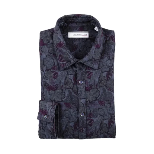 Poggianti 1958 Shirts-Poggianti 1985 - Floral Patterned Flannel Shirt - Handmade in Italy - New Luxury Exclusive Collection - Avvenice